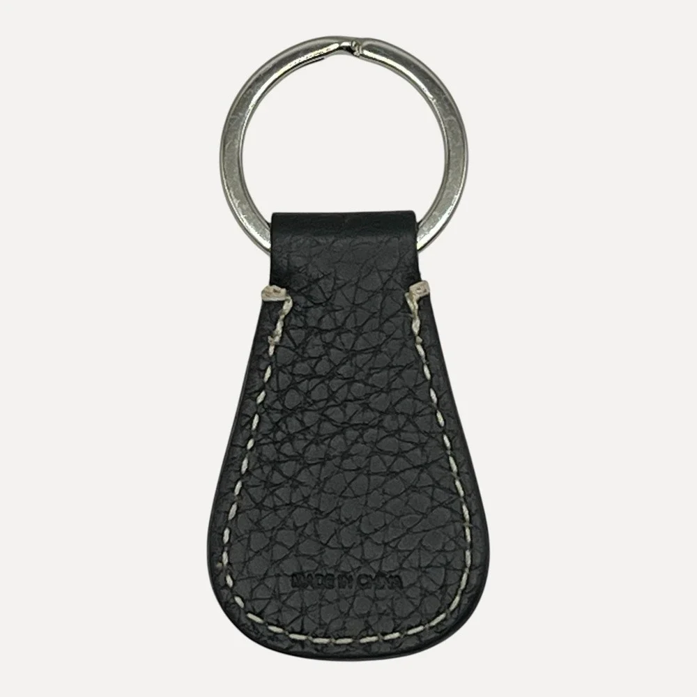 Dooney & Bourke Black Pebbled Leather All Weather Duck Logo Key Fob Keychain